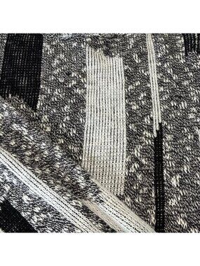 Vintage 90s 3D Knit Sweater Men L Black White Geometric Abstract Cosby Grandpa